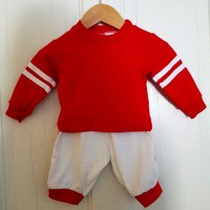 Lightning Bug Red Top and Jog Togs White Pants Set (Size: 18 Mths) So Cute!